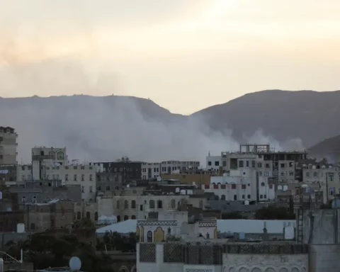 Smoke rises from the site of strikes in Sanaa, Yemen, - Reuters