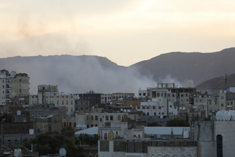 Smoke rises from the site of strikes in Sanaa, Yemen, - Reuters