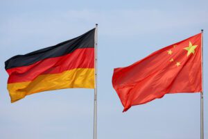 The flags of Germany and China are seen ahead of a meeting between German Chancellor Olaf Scholz and Chinese Premier Li Qiang in Berlin, Germany. REUTERS