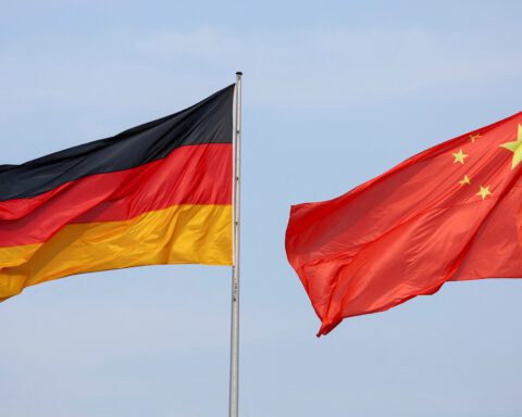 The flags of Germany and China are seen ahead of a meeting between German Chancellor Olaf Scholz and Chinese Premier Li Qiang in Berlin, Germany. REUTERS